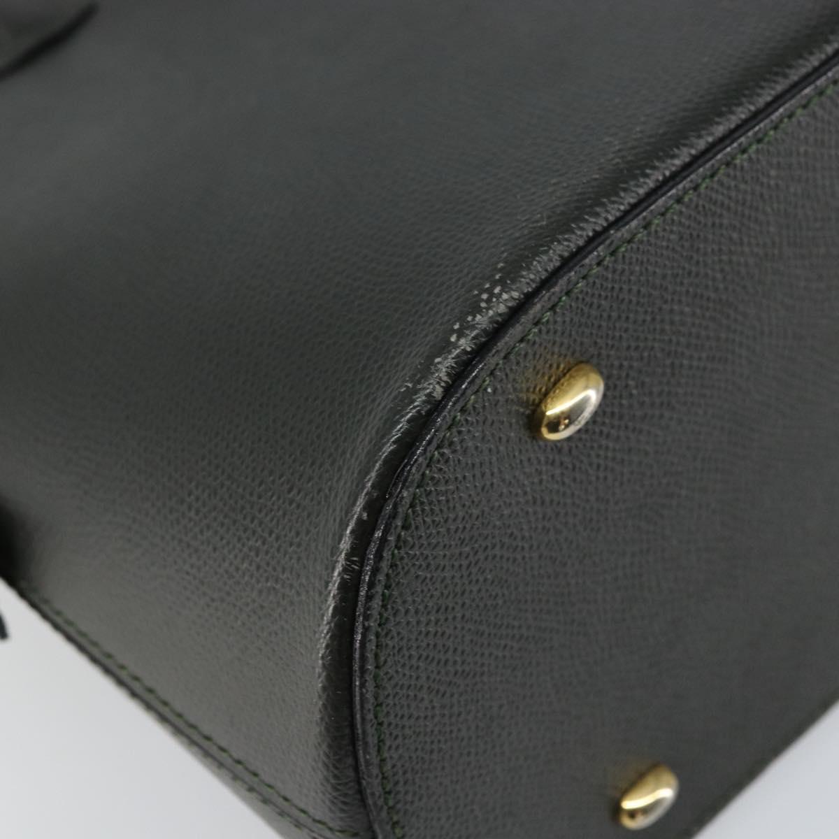 CELINE Hand Bag Leather 2way Green Gold Auth 161118