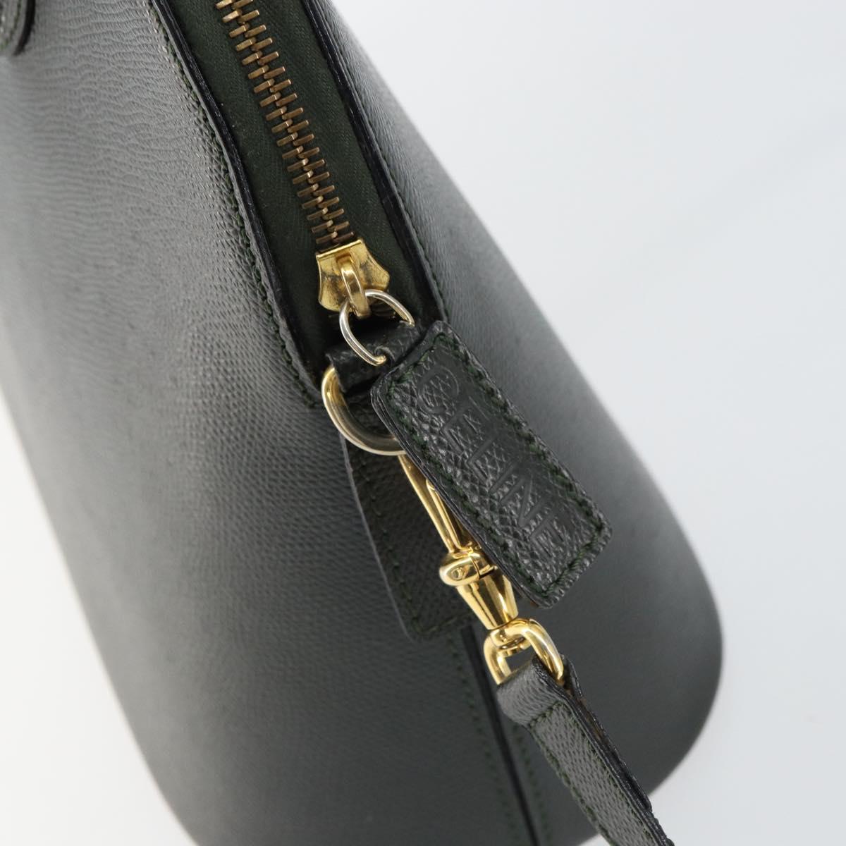 CELINE Hand Bag Leather 2way Green Gold Auth 161118