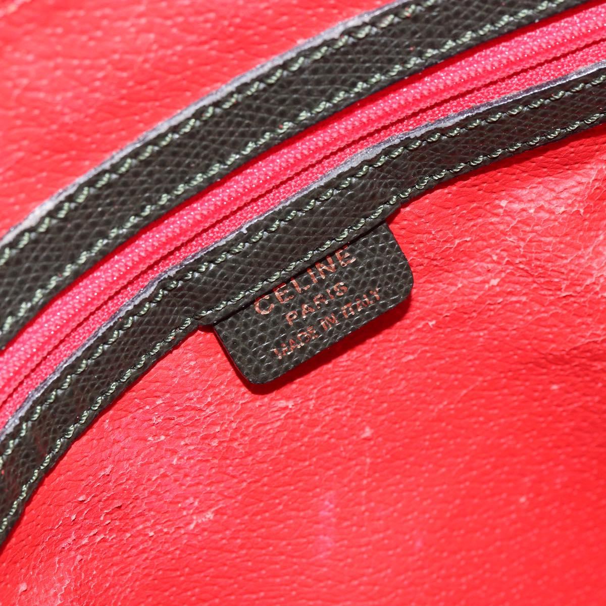 CELINE Hand Bag Leather 2way Green Gold Auth 161118