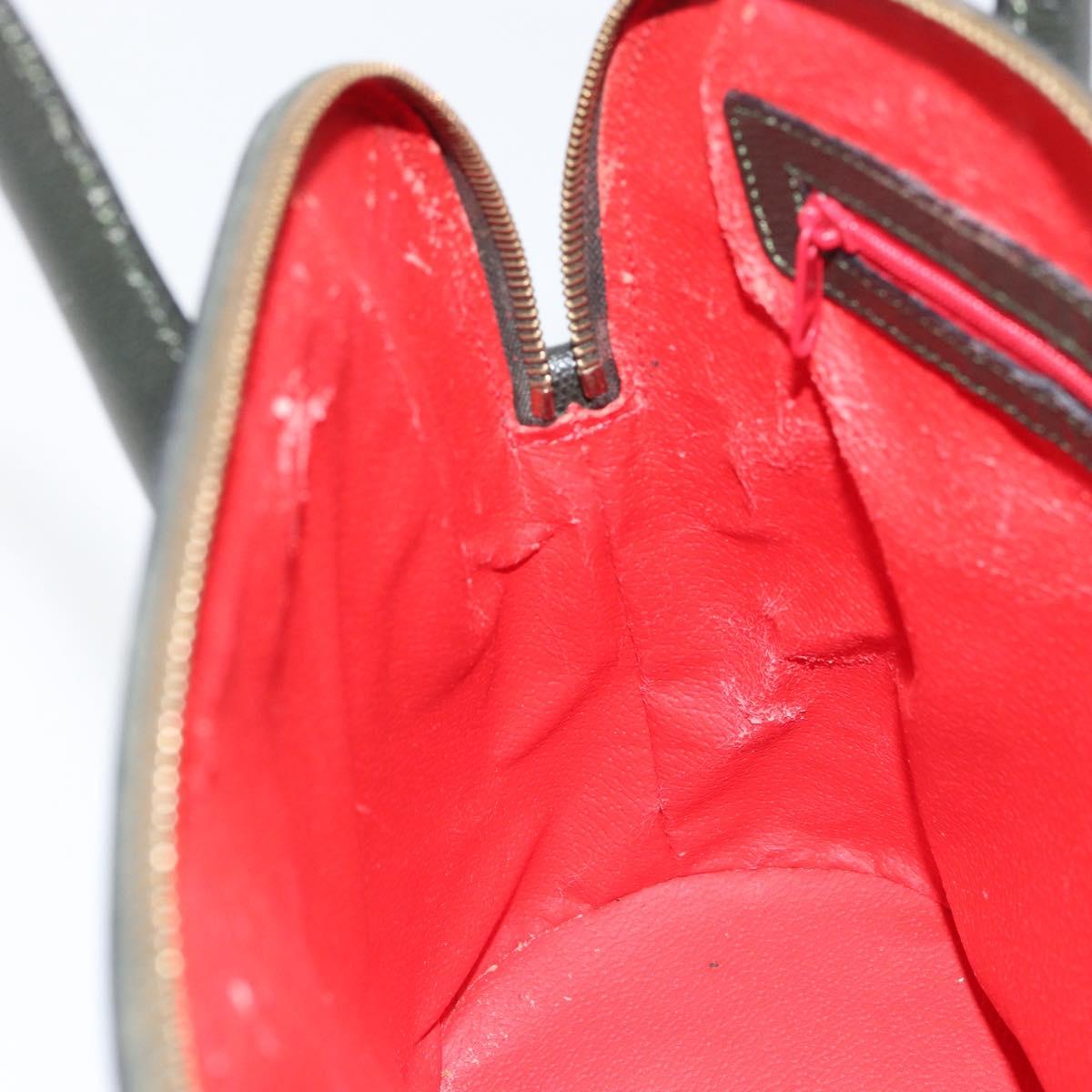 CELINE Hand Bag Leather 2way Green Gold Auth 161118