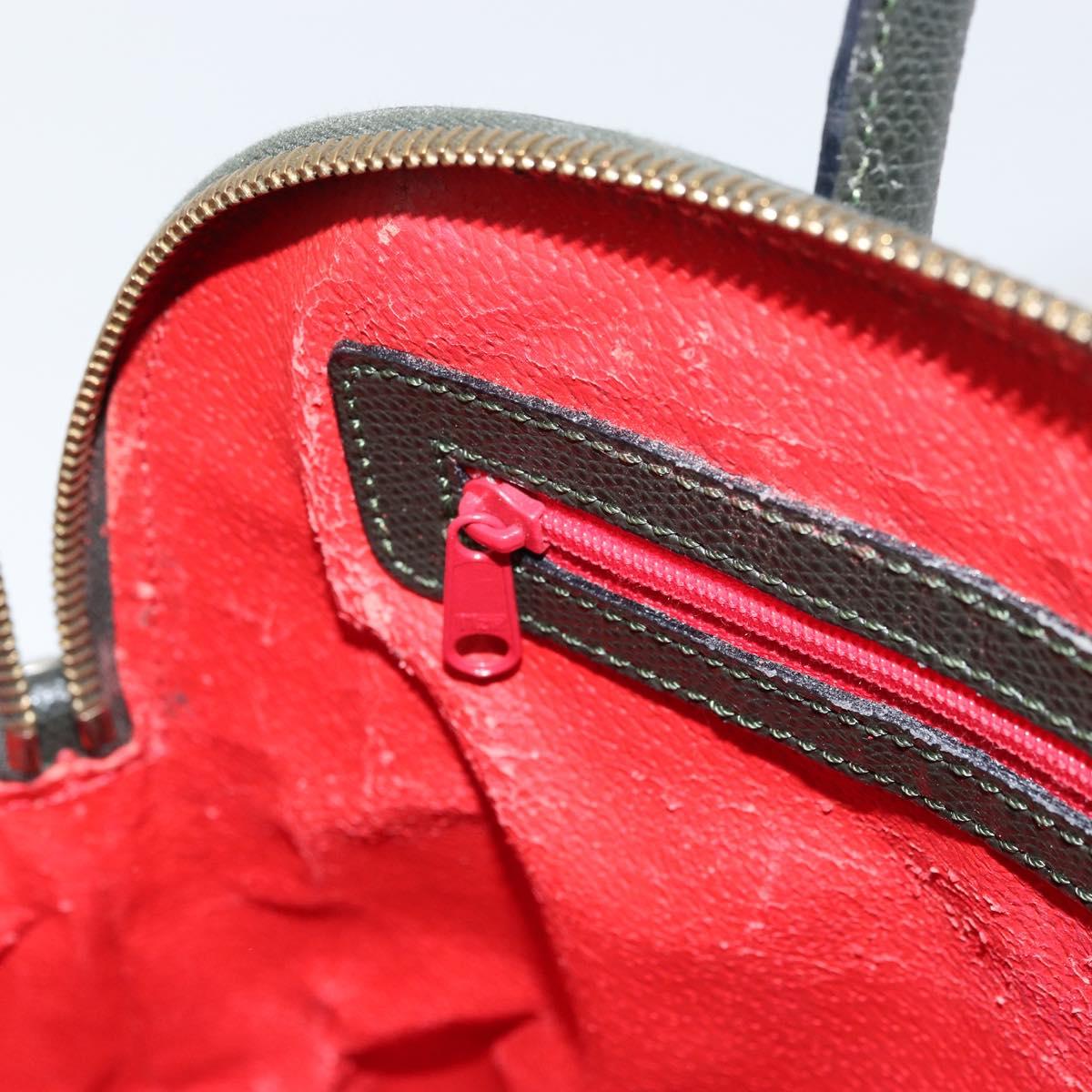 CELINE Hand Bag Leather 2way Green Gold Auth 161118