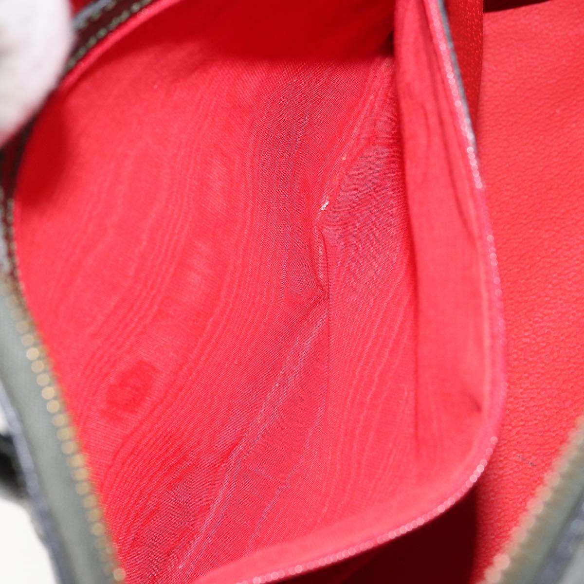 CELINE Hand Bag Leather 2way Green Gold Auth 161118