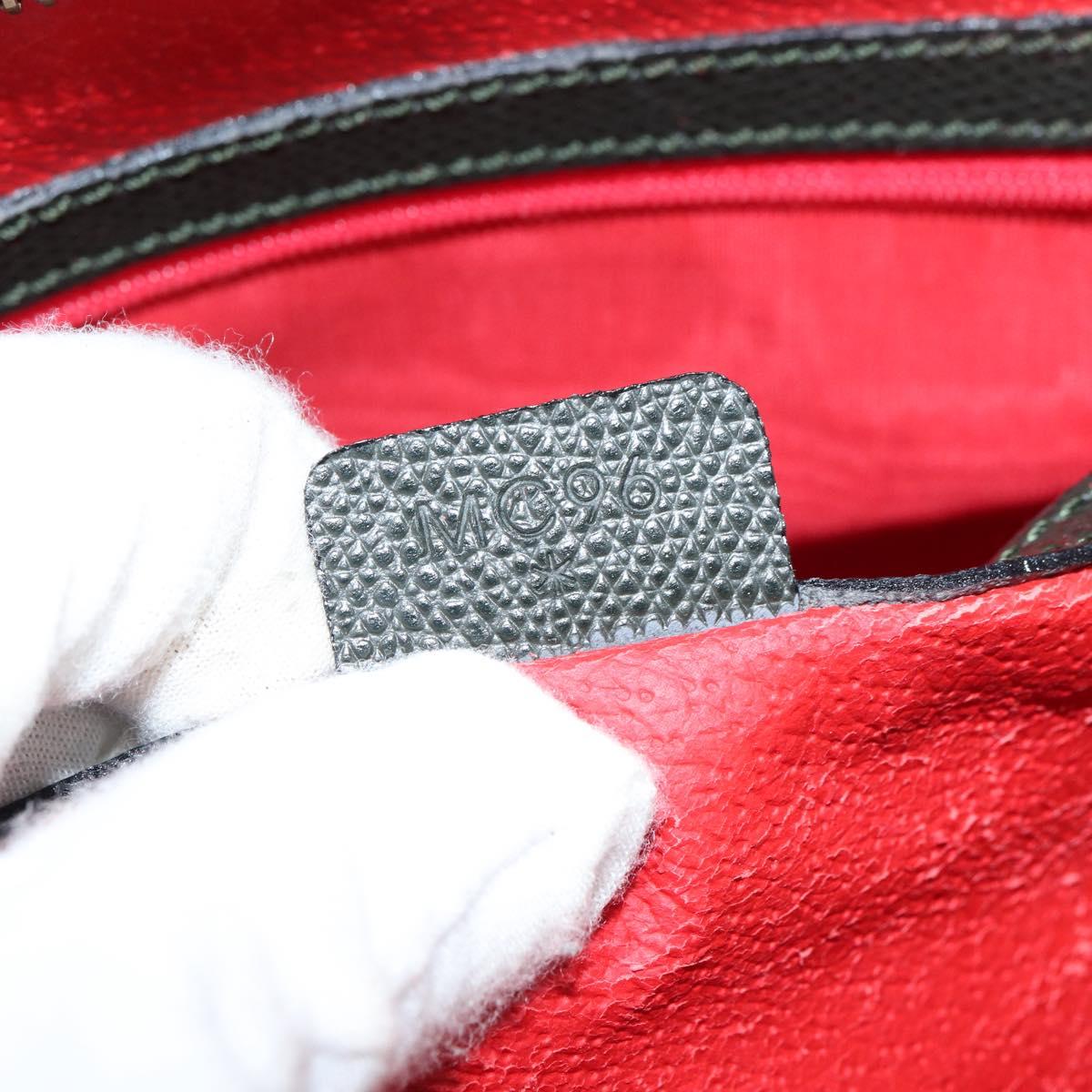 CELINE Hand Bag Leather 2way Green Gold Auth 161118