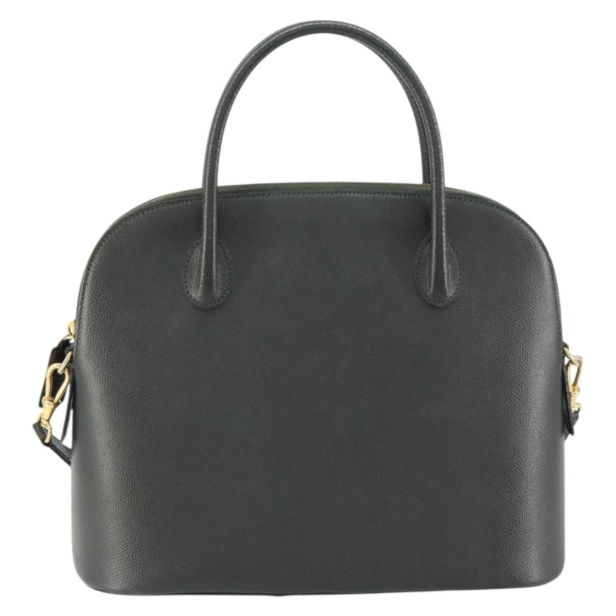 CELINE Hand Bag Leather 2way Green Gold Auth 161118