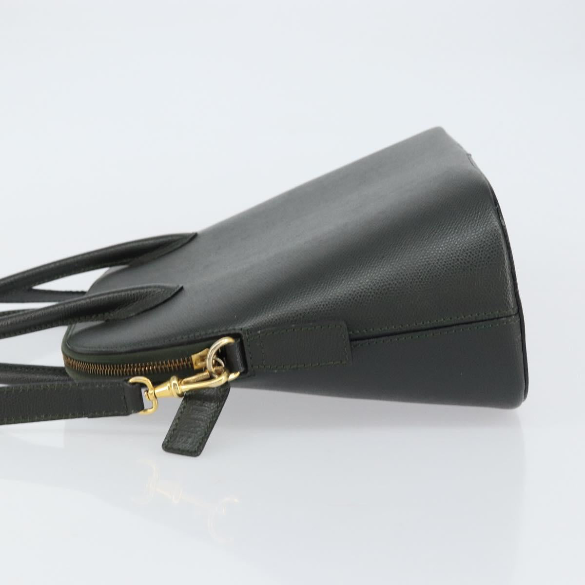 CELINE Hand Bag Leather 2way Green Gold Auth 161118