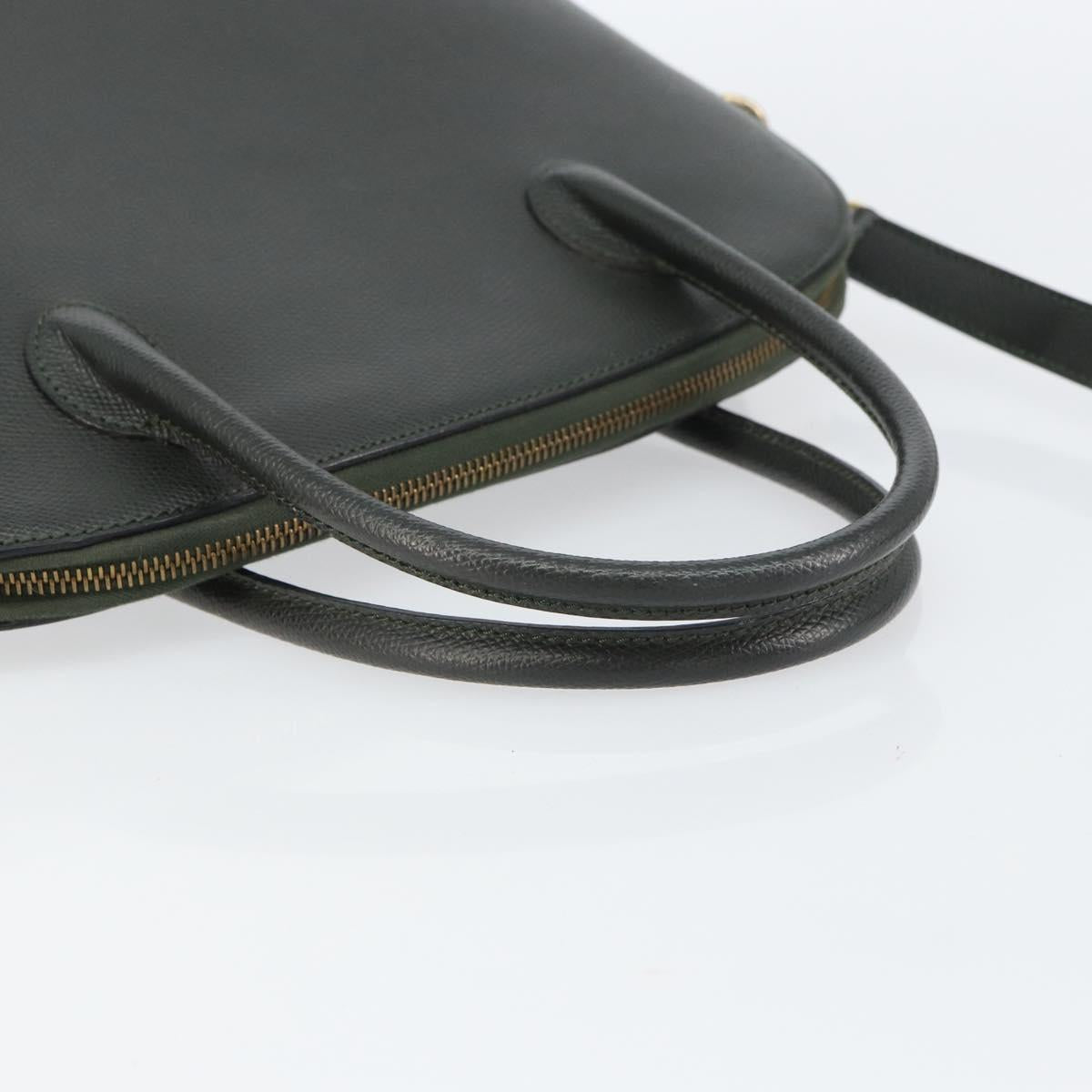 CELINE Hand Bag Leather 2way Green Gold Auth 161118