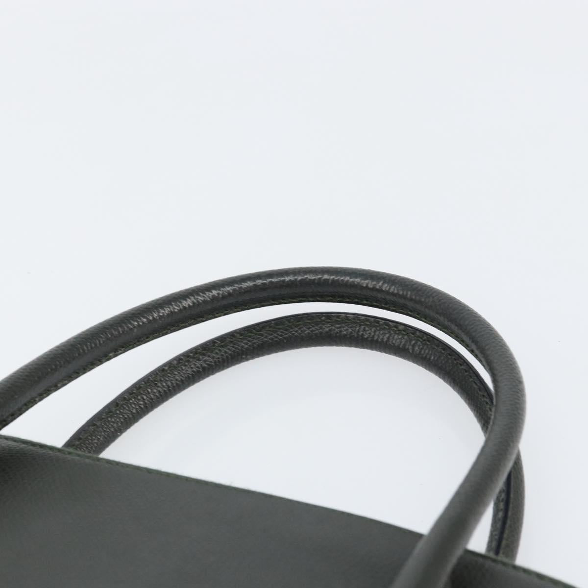 CELINE Hand Bag Leather 2way Green Gold Auth 161118