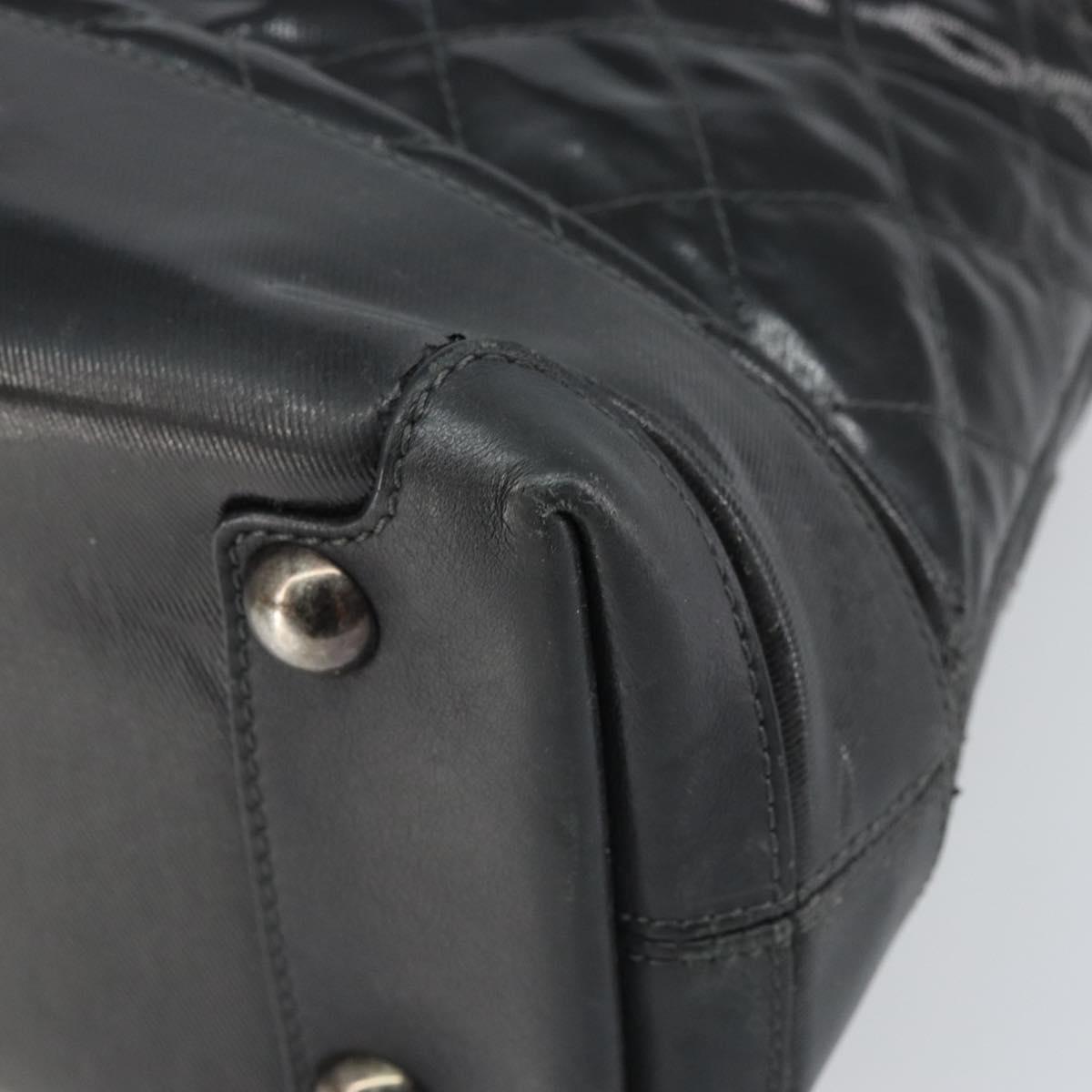 CHANEL Matelasse Tote Bag PVC Canvas Black CC Auth 161119