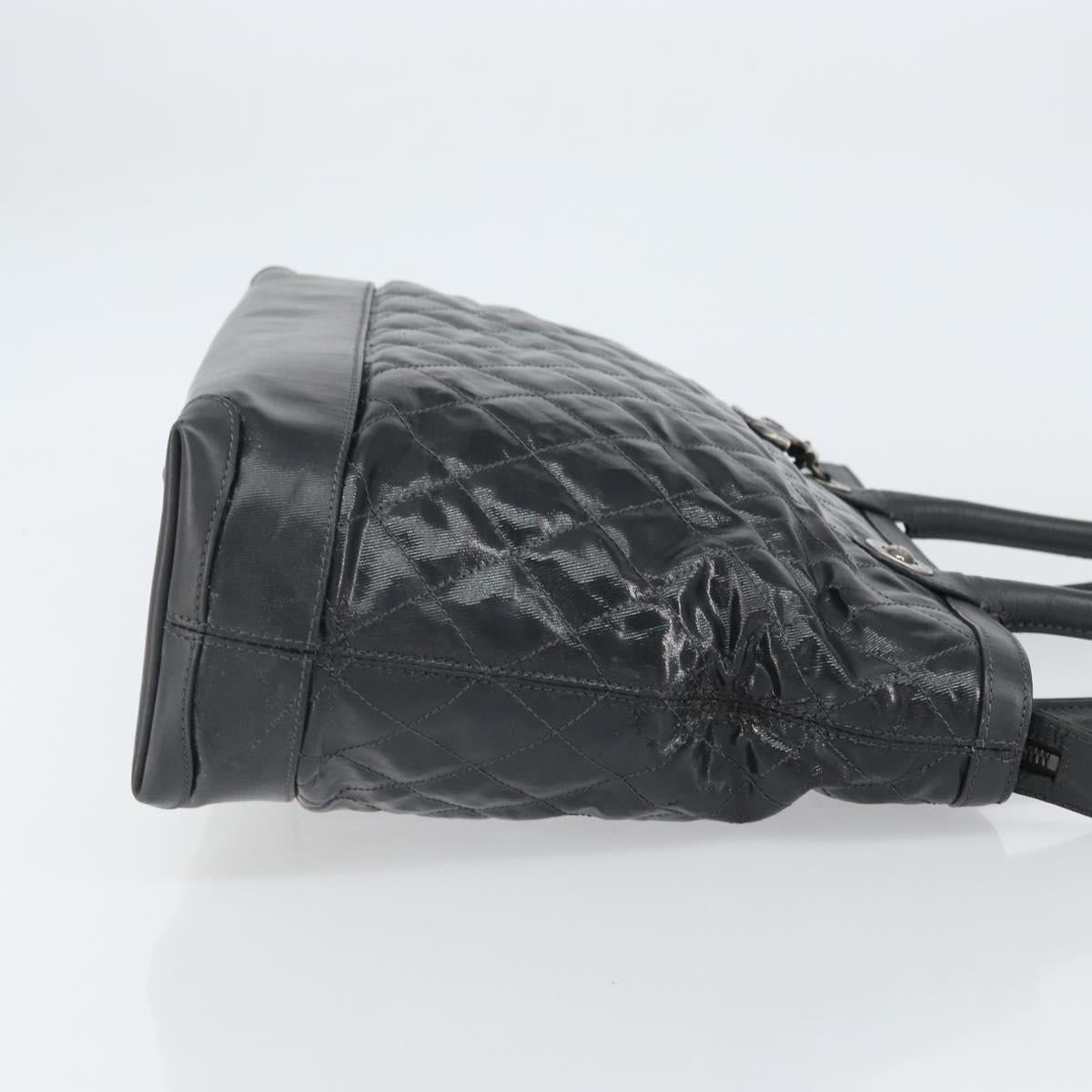 CHANEL Matelasse Tote Bag PVC Canvas Black CC Auth 161119
