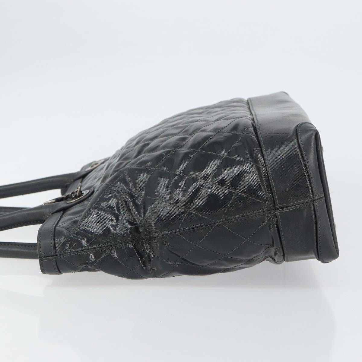 CHANEL Matelasse Tote Bag PVC Canvas Black CC Auth 161119