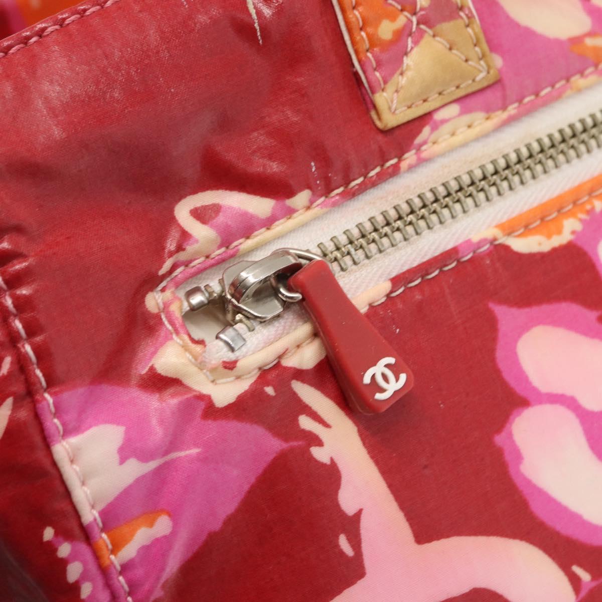 CHANEL High Summer Tote Bag Coated Canvas Red CC Auth 161120