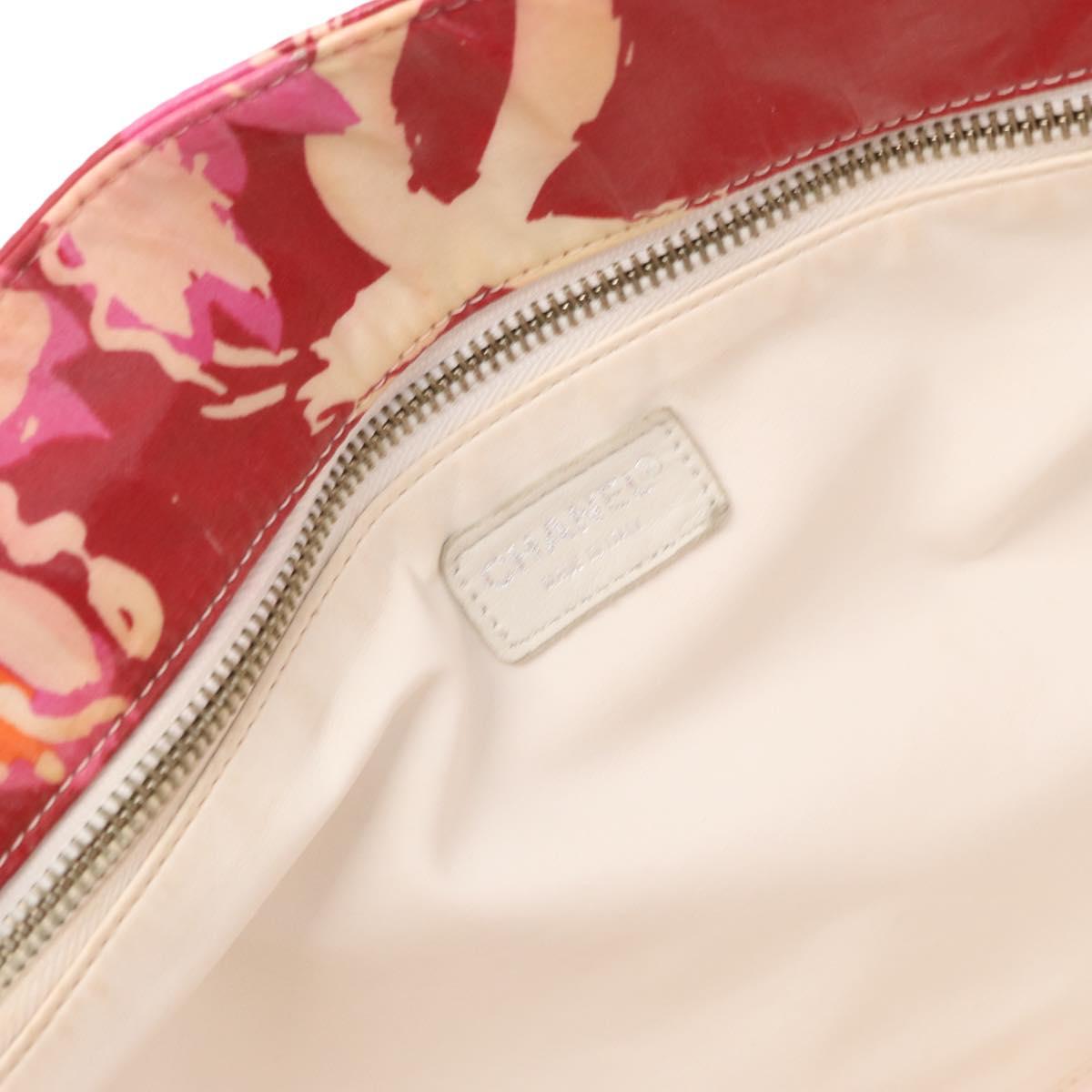 CHANEL High Summer Tote Bag Coated Canvas Red CC Auth 161120