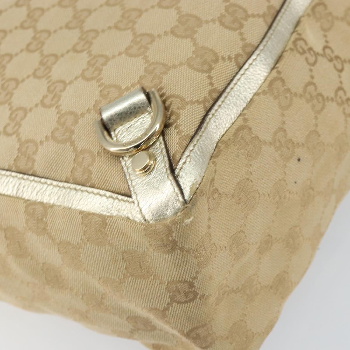 GUCCI GG Canvas Tote Bag Beige Gold 141472 Auth 161125