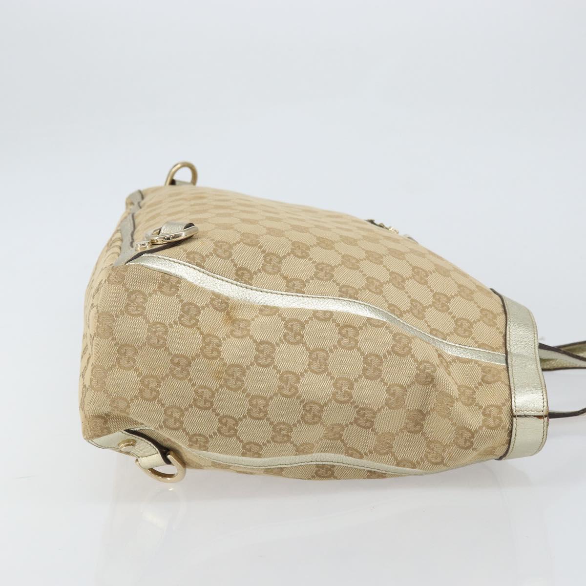 GUCCI GG Canvas Tote Bag Beige Gold 141472 Auth 161125