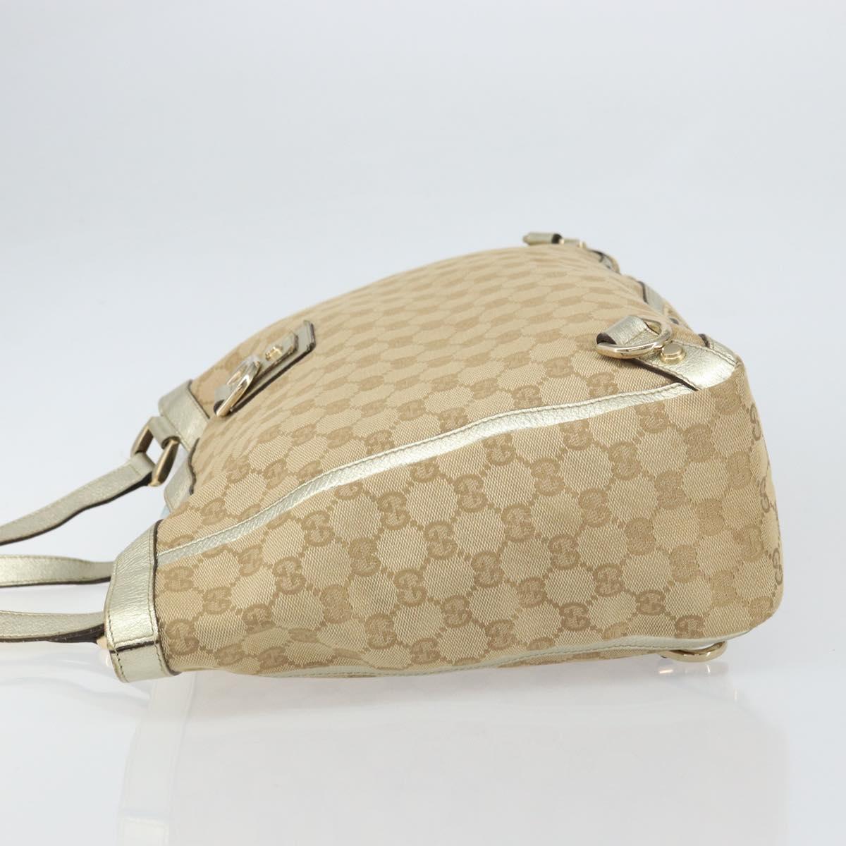 GUCCI GG Canvas Tote Bag Beige Gold 141472 Auth 161125