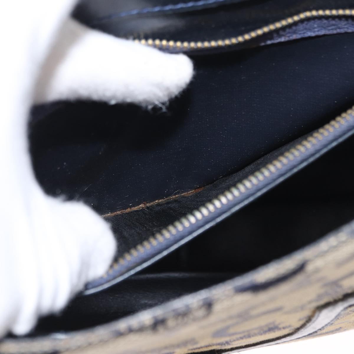 CELINE C Sulky Shoulder Bag Canvas Navy Gold Auth 161128