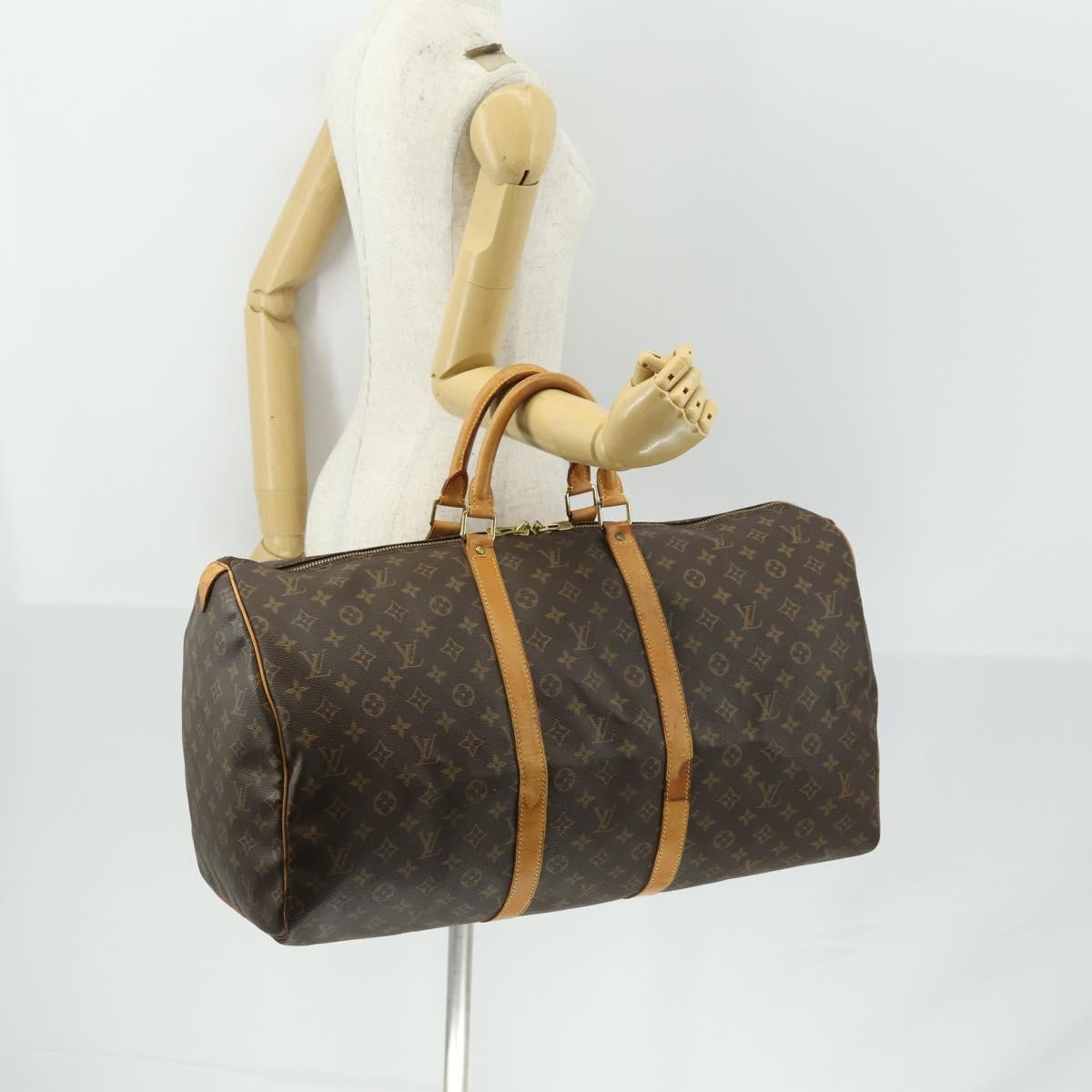 LOUIS VUITTON Monogram Keepall 55 Boston Bag M41424 LV Auth 161131