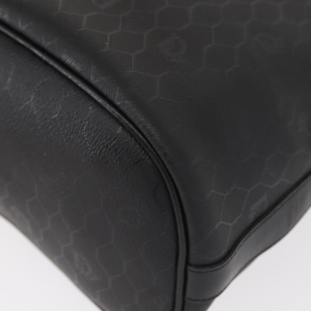 Christian Dior Honeycomb Canvas Shoulder Bag PVC Black Gold Auth 161139