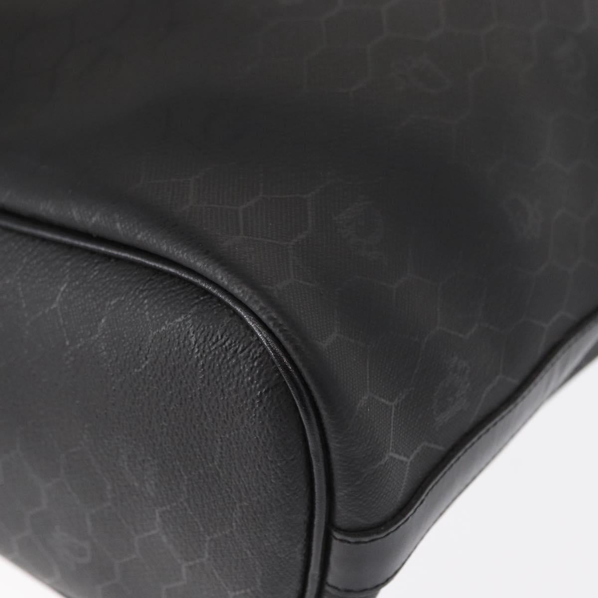 Christian Dior Honeycomb Canvas Shoulder Bag PVC Black Gold Auth 161139