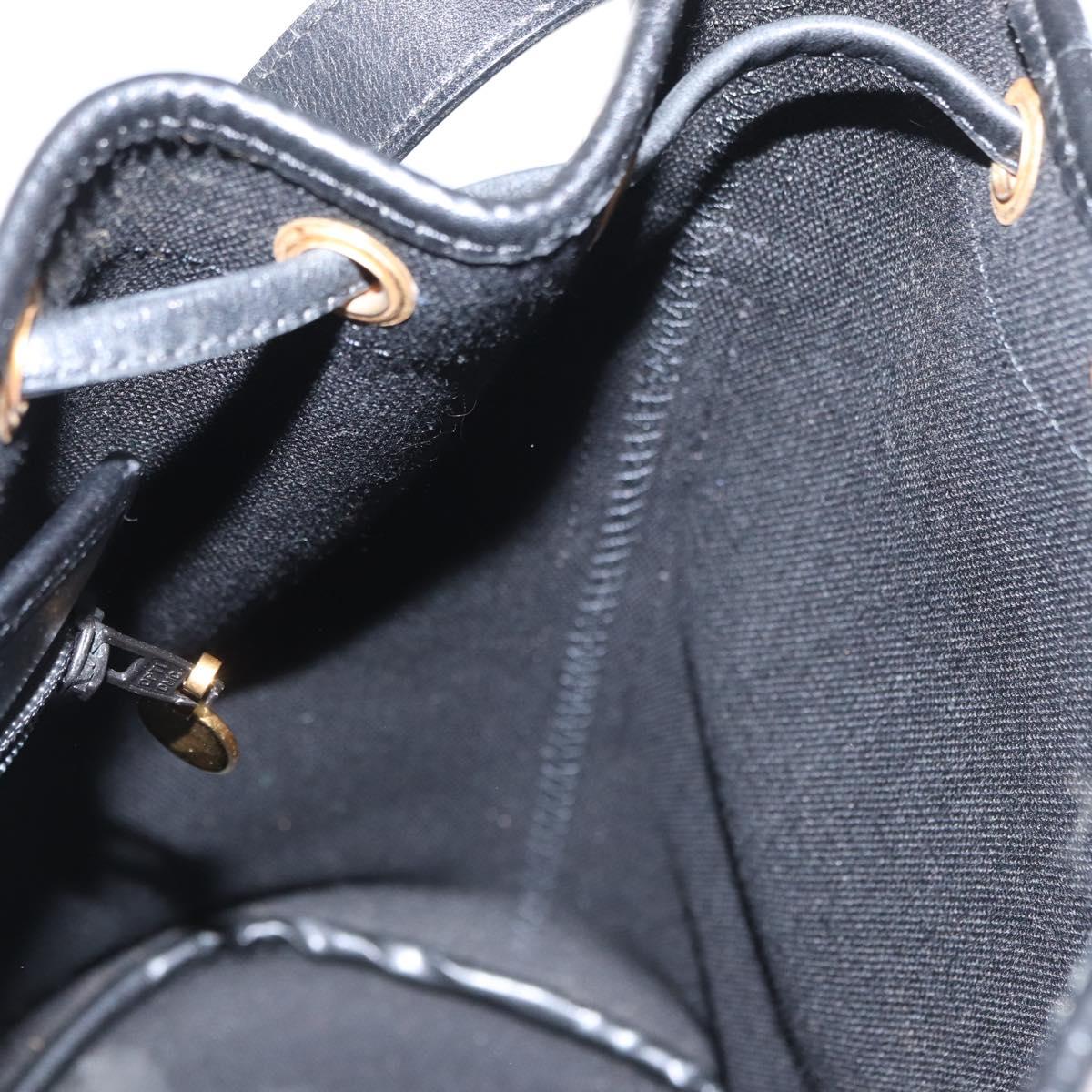 Christian Dior Honeycomb Canvas Shoulder Bag PVC Black Gold Auth 161139