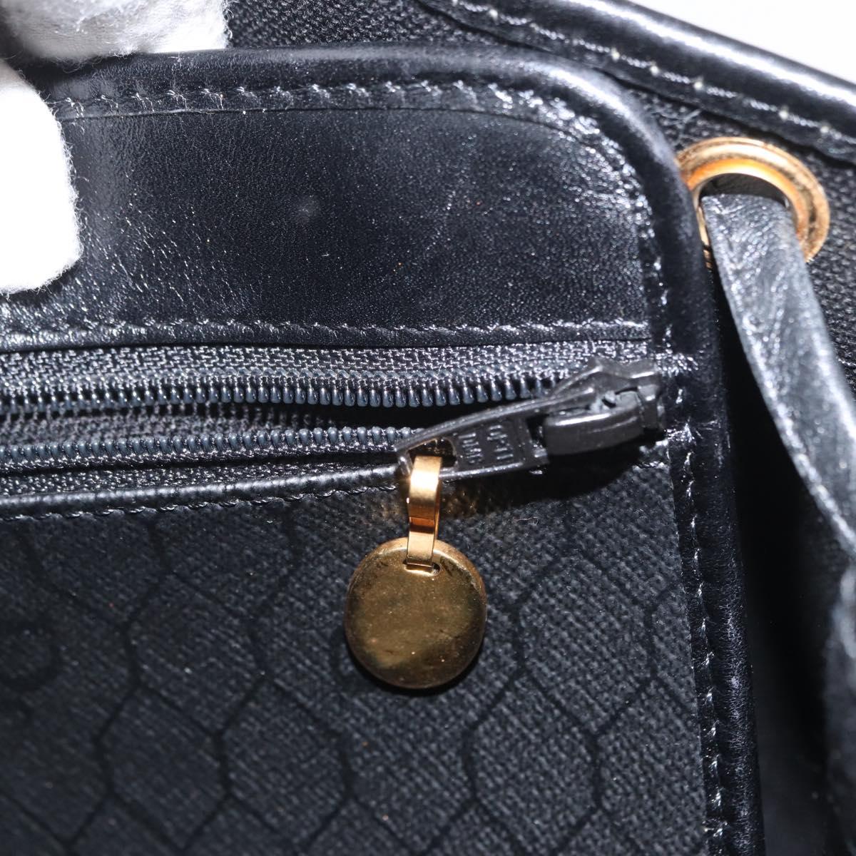 Christian Dior Honeycomb Canvas Shoulder Bag PVC Black Gold Auth 161139