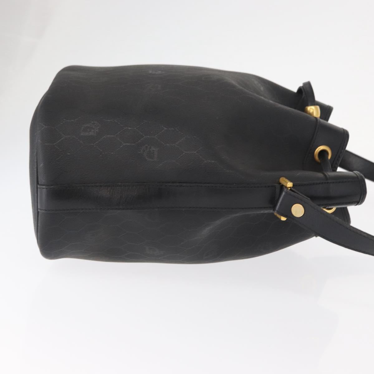 Christian Dior Honeycomb Canvas Shoulder Bag PVC Black Gold Auth 161139