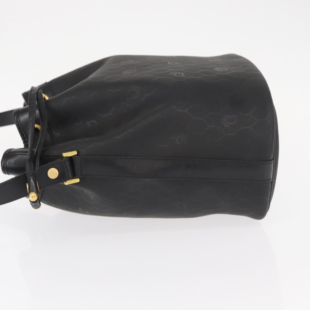 Christian Dior Honeycomb Canvas Shoulder Bag PVC Black Gold Auth 161139