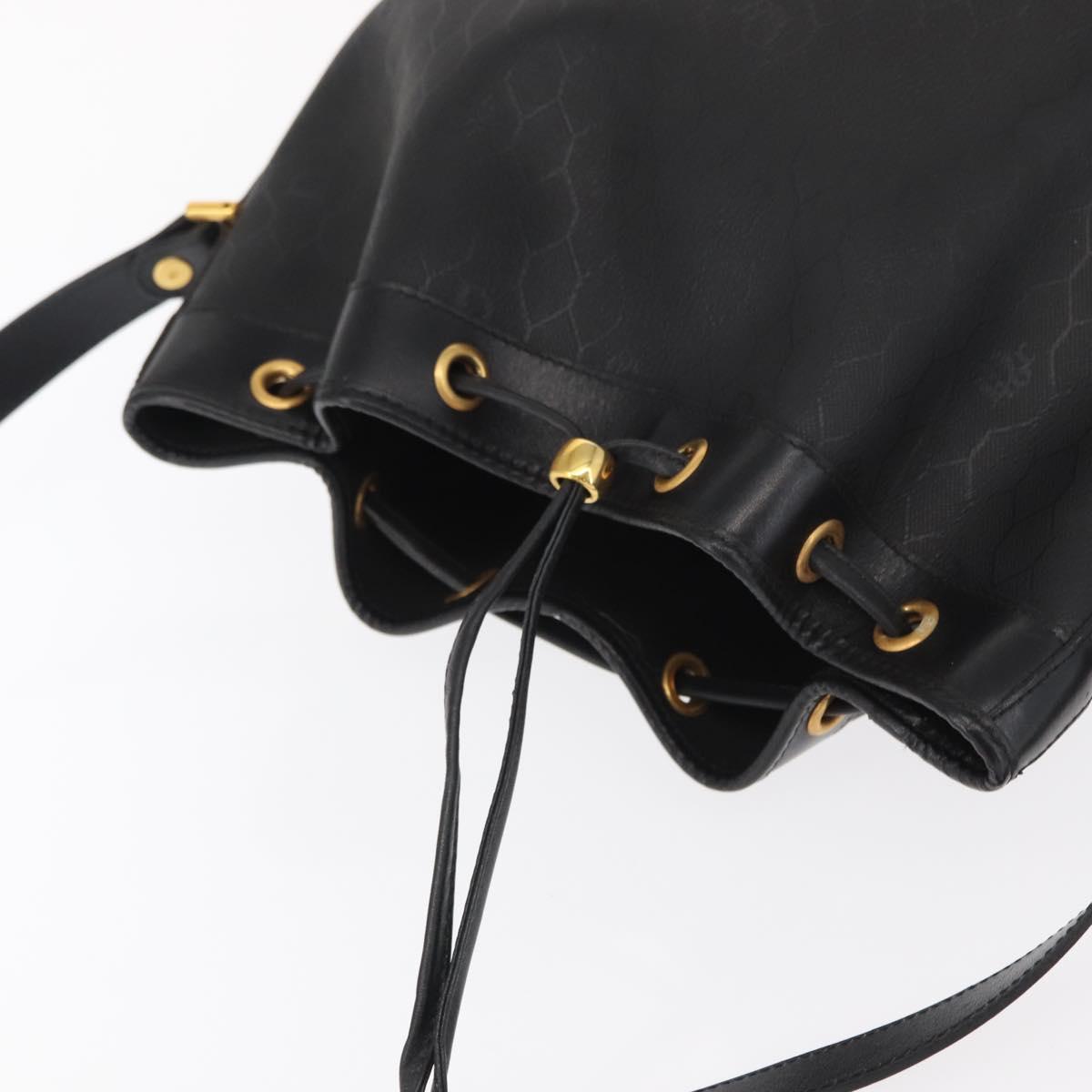Christian Dior Honeycomb Canvas Shoulder Bag PVC Black Gold Auth 161139
