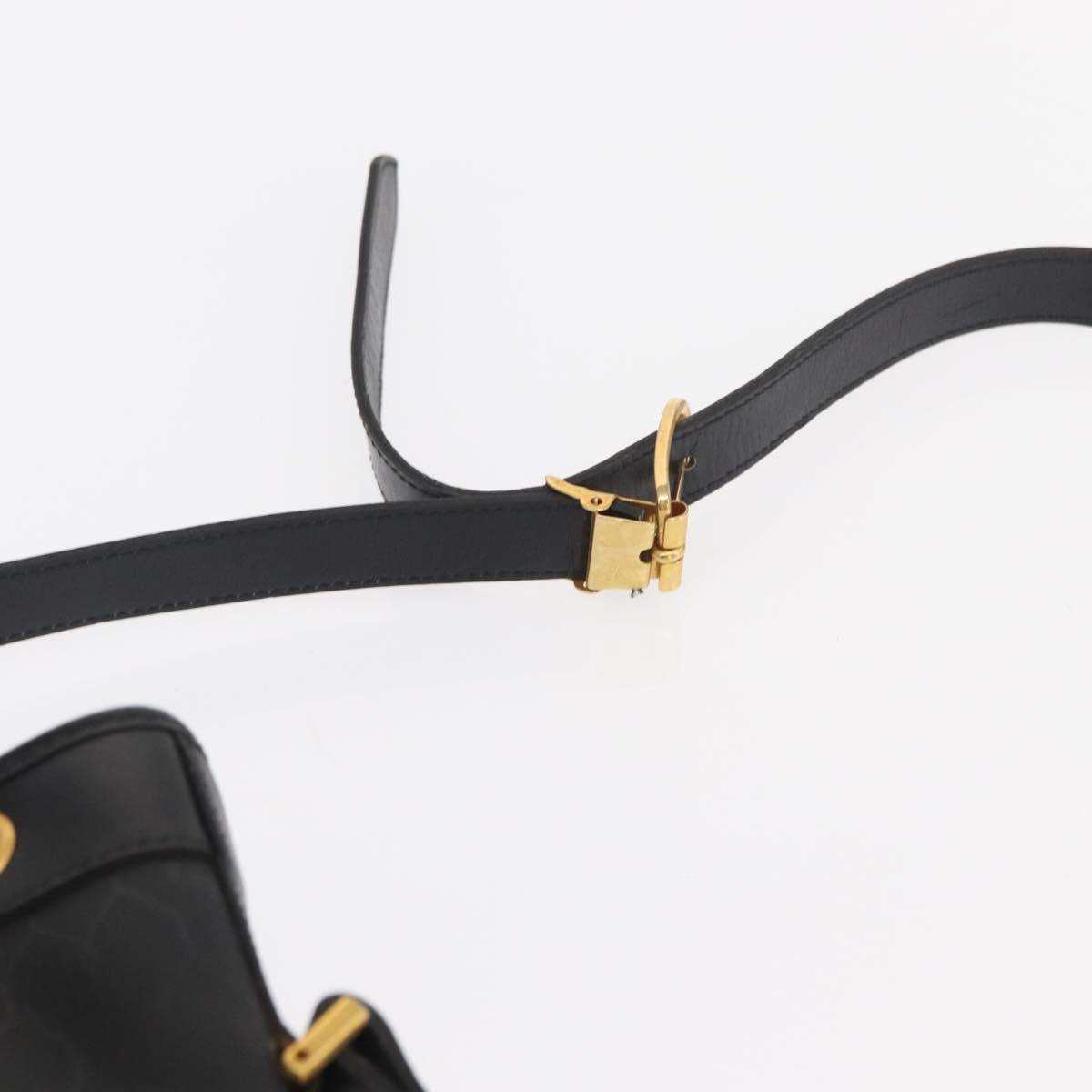 Christian Dior Honeycomb Canvas Shoulder Bag PVC Black Gold Auth 161139
