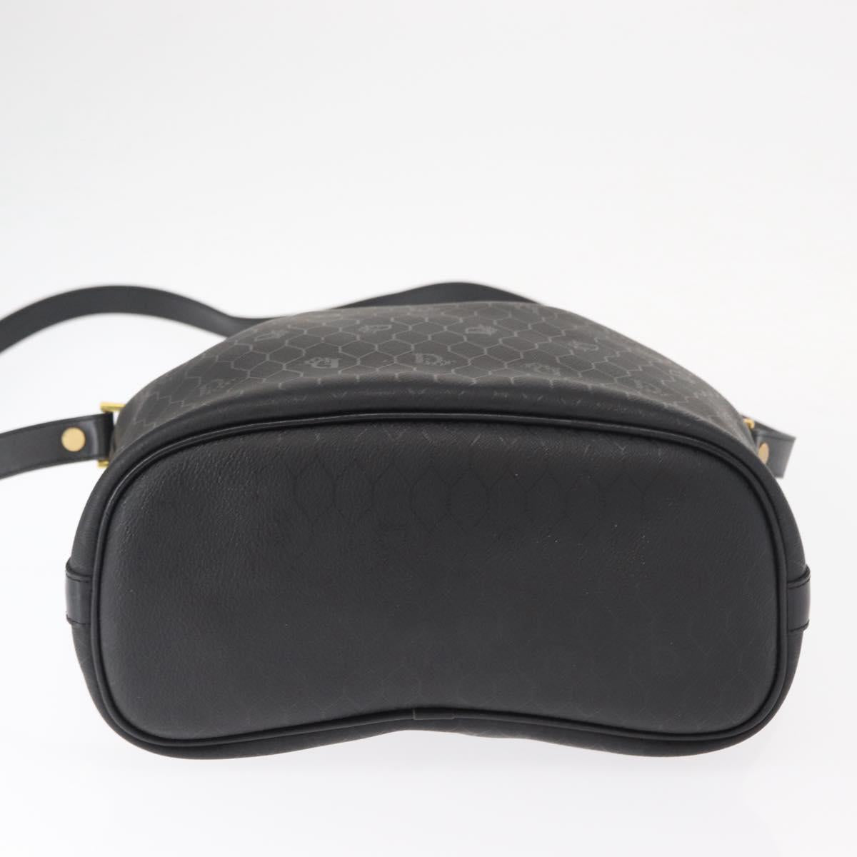 Christian Dior Honeycomb Canvas Shoulder Bag PVC Black Gold Auth 161139