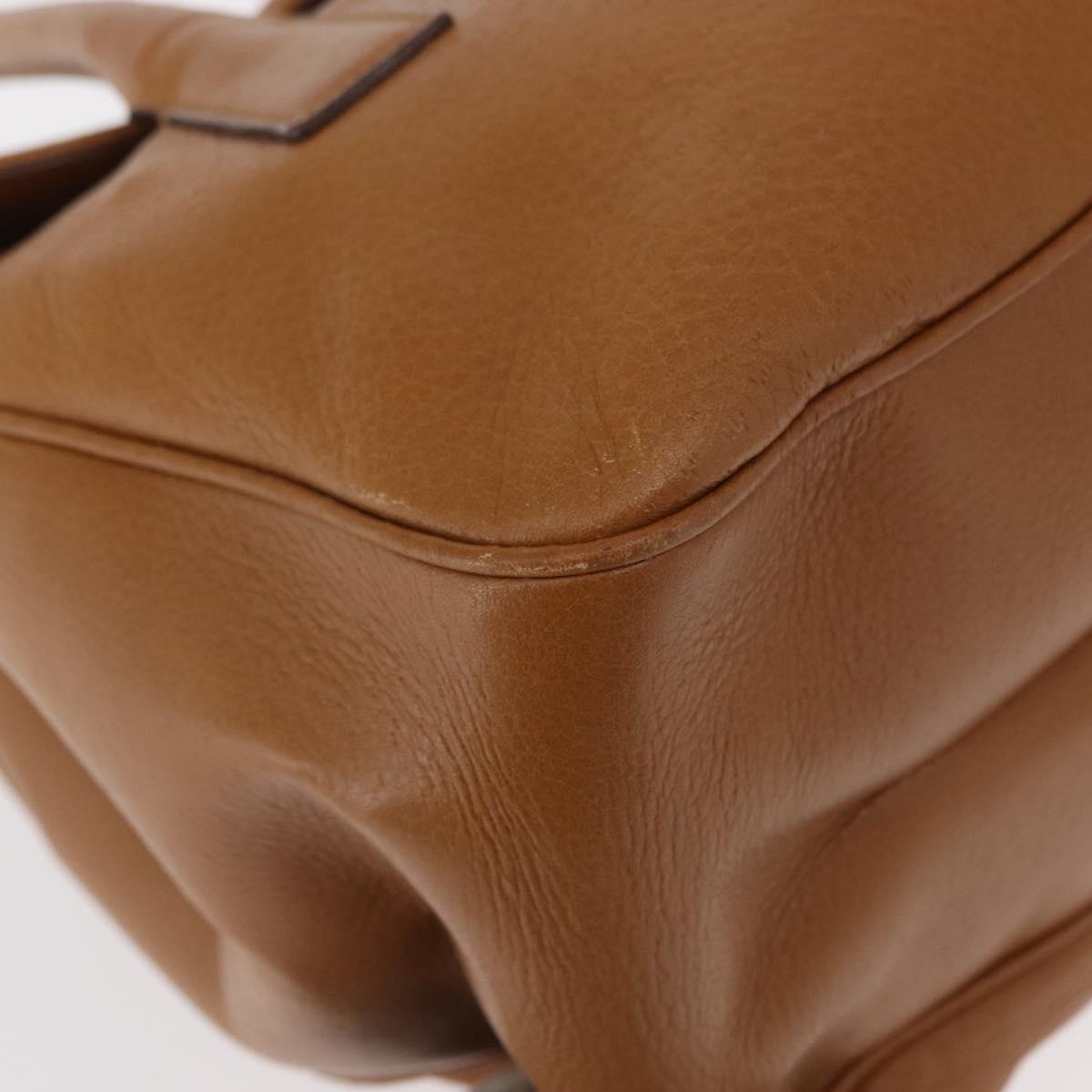 Salvatore Ferragamo Gancini Shoulder Bag Leather Brown Gold Auth 161140