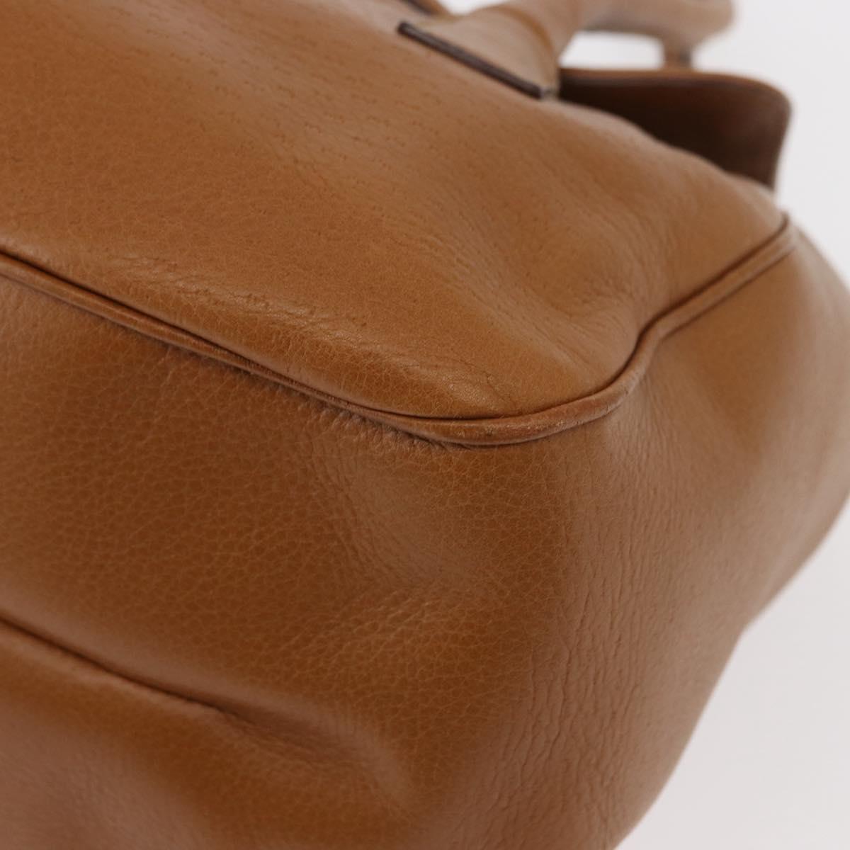 Salvatore Ferragamo Gancini Shoulder Bag Leather Brown Gold Auth 161140