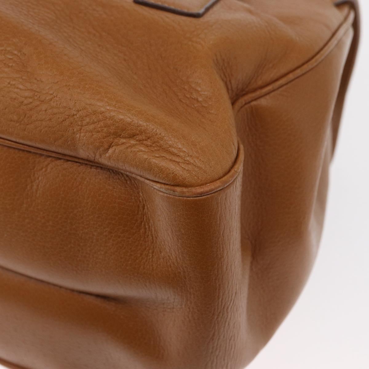 Salvatore Ferragamo Gancini Shoulder Bag Leather Brown Gold Auth 161140