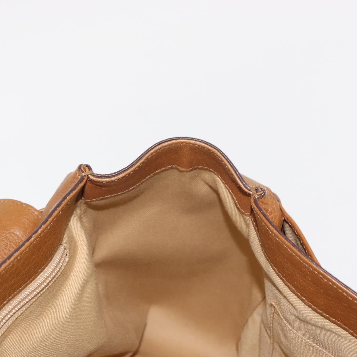 Salvatore Ferragamo Gancini Shoulder Bag Leather Brown Gold Auth 161140