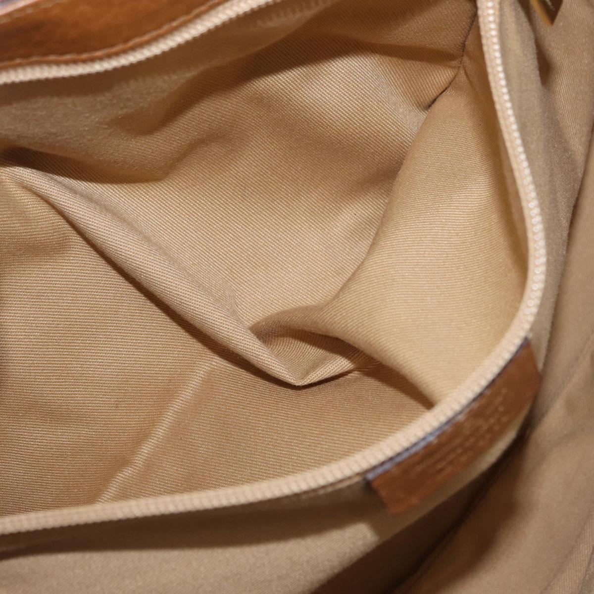 Salvatore Ferragamo Gancini Shoulder Bag Leather Brown Gold Auth 161140