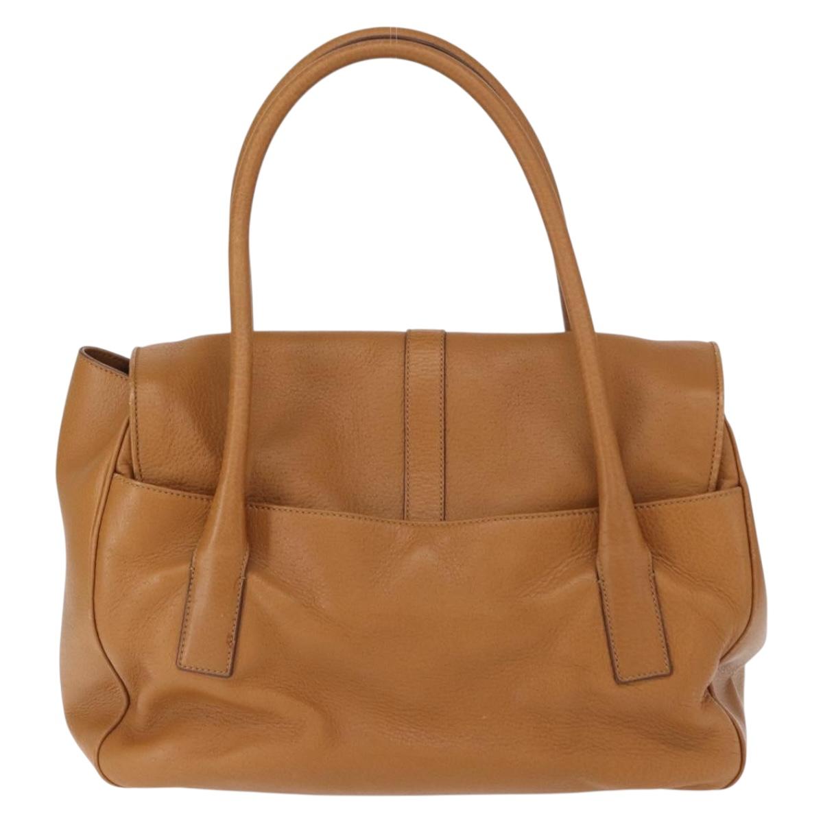 Salvatore Ferragamo Gancini Shoulder Bag Leather Brown Gold Auth 161140