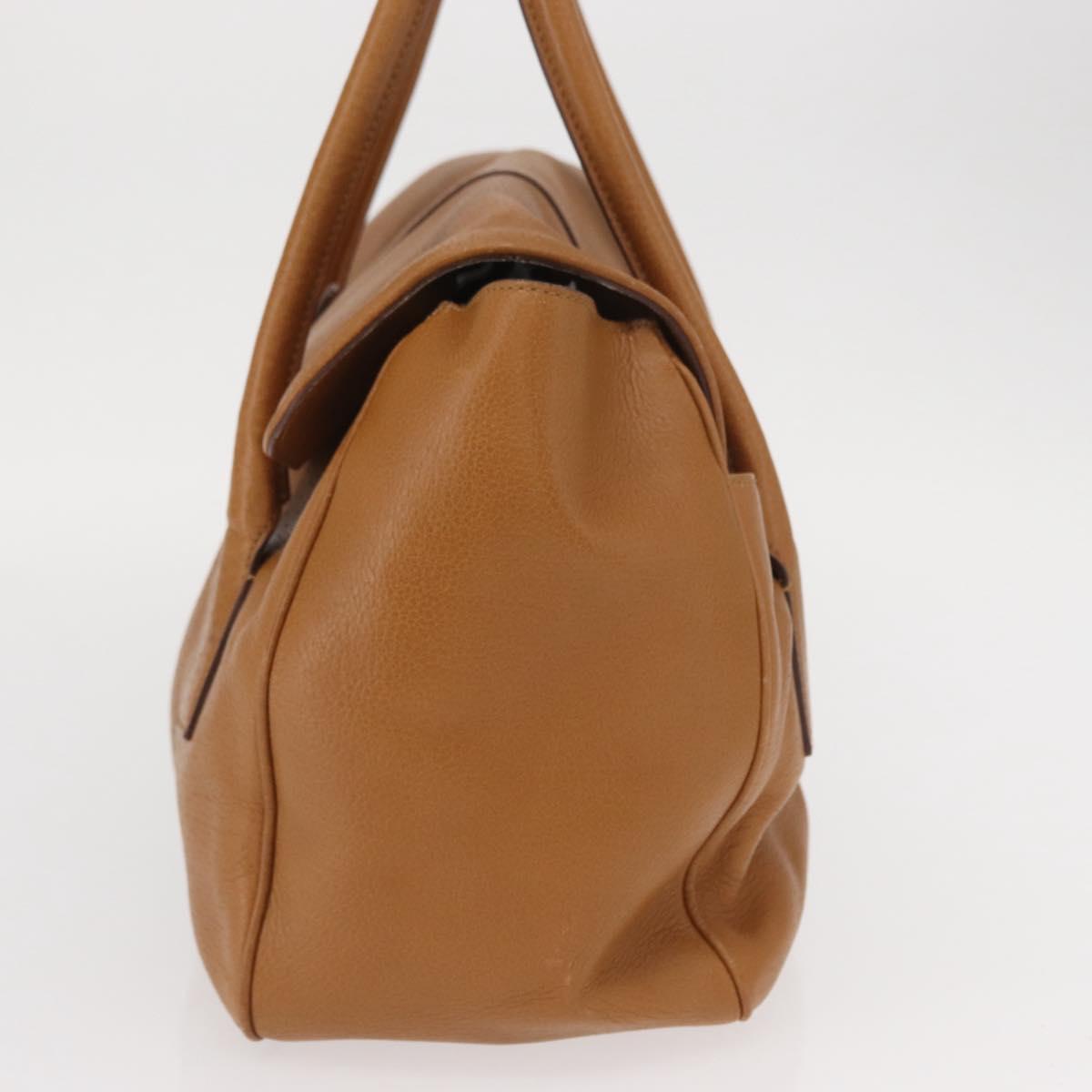 Salvatore Ferragamo Gancini Shoulder Bag Leather Brown Gold Auth 161140