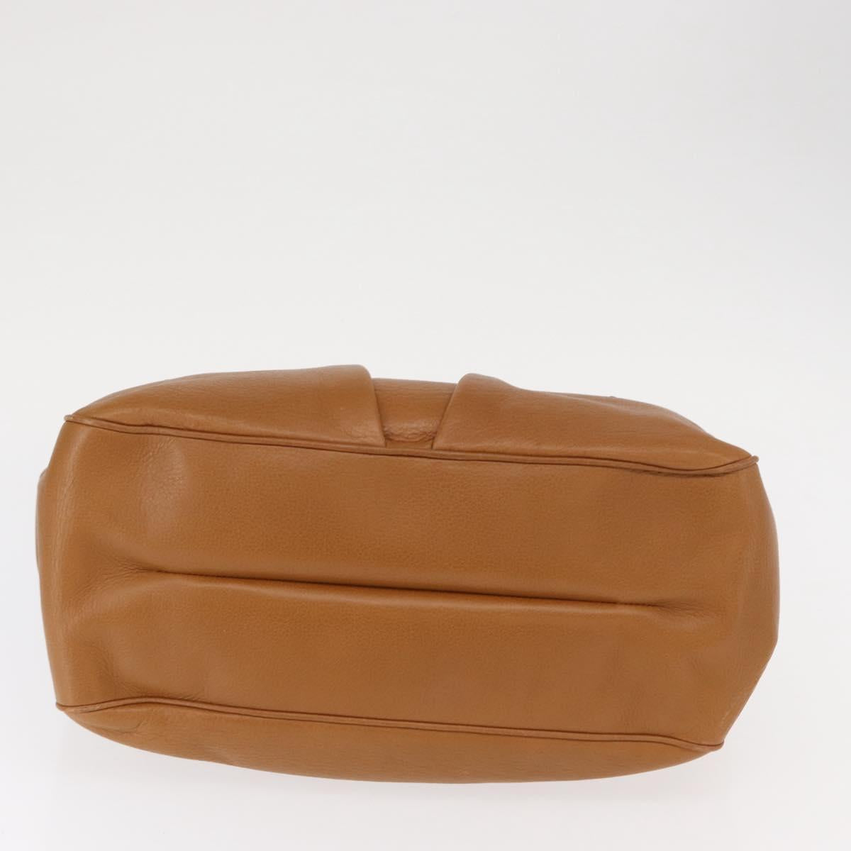 Salvatore Ferragamo Gancini Shoulder Bag Leather Brown Gold Auth 161140