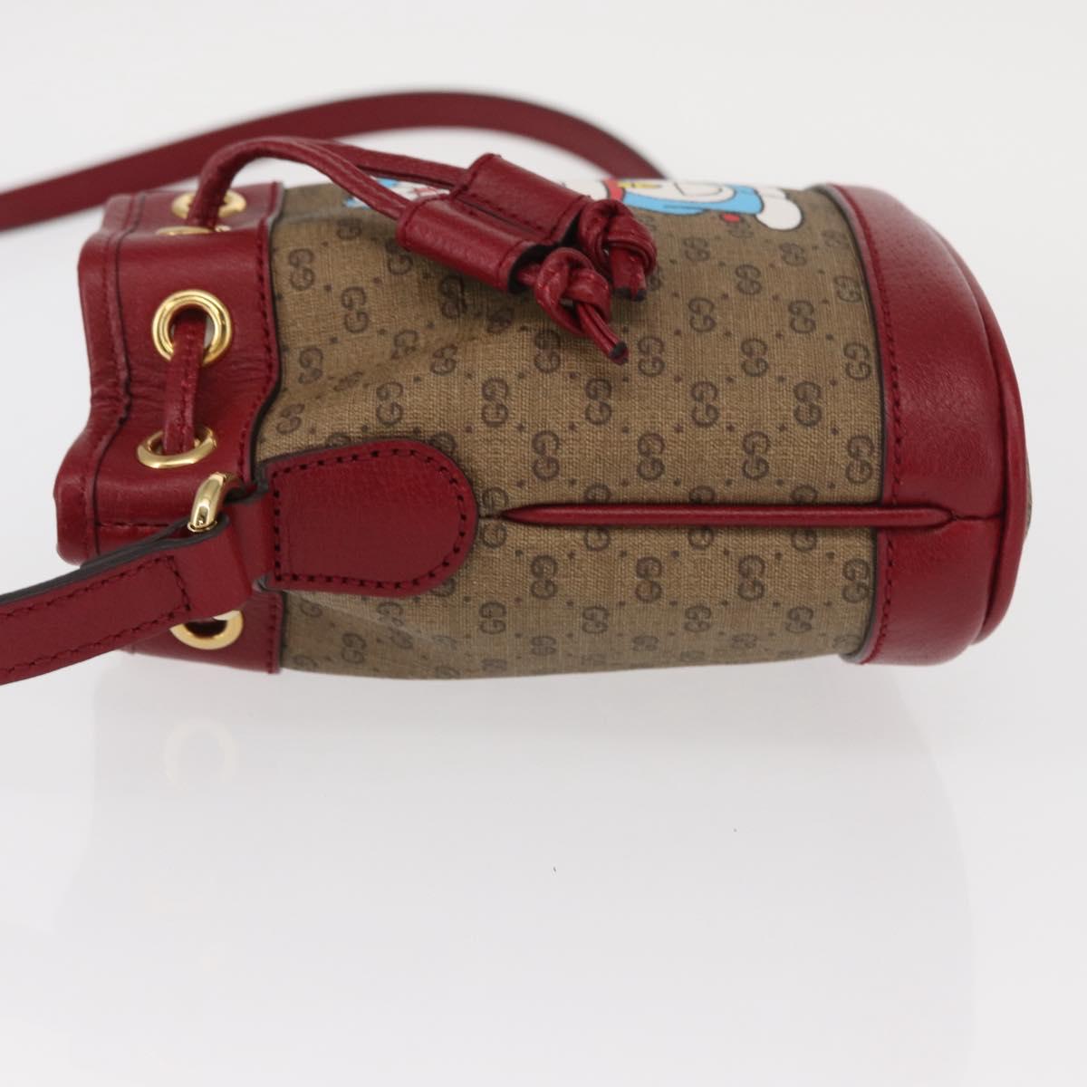 GUCCI Micro GG Supreme Doraemon Shoulder Bag PVC Beige Gold 647801 Auth 161141SM