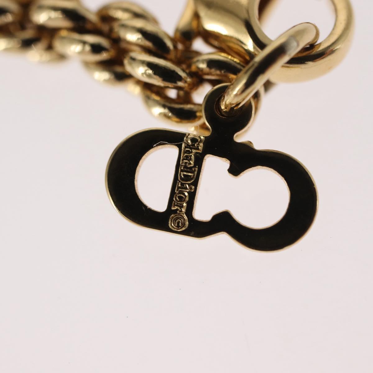 Christian Dior Pearl Emblem Necklace metal Gold Tone Auth 161155V