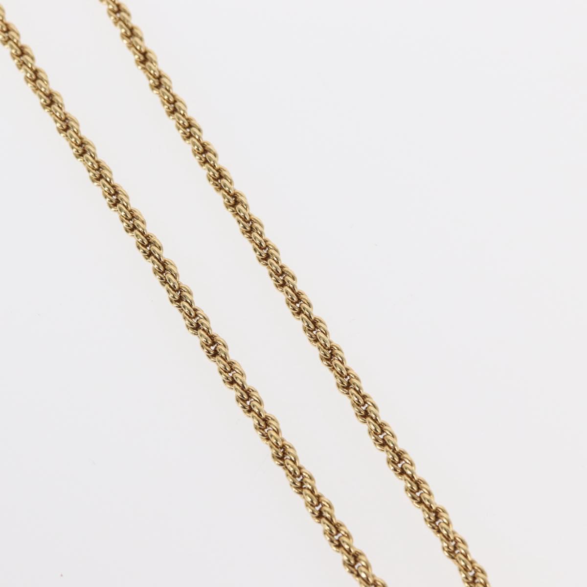 Christian Dior Pearl Emblem Necklace metal Gold Tone Auth 161155V