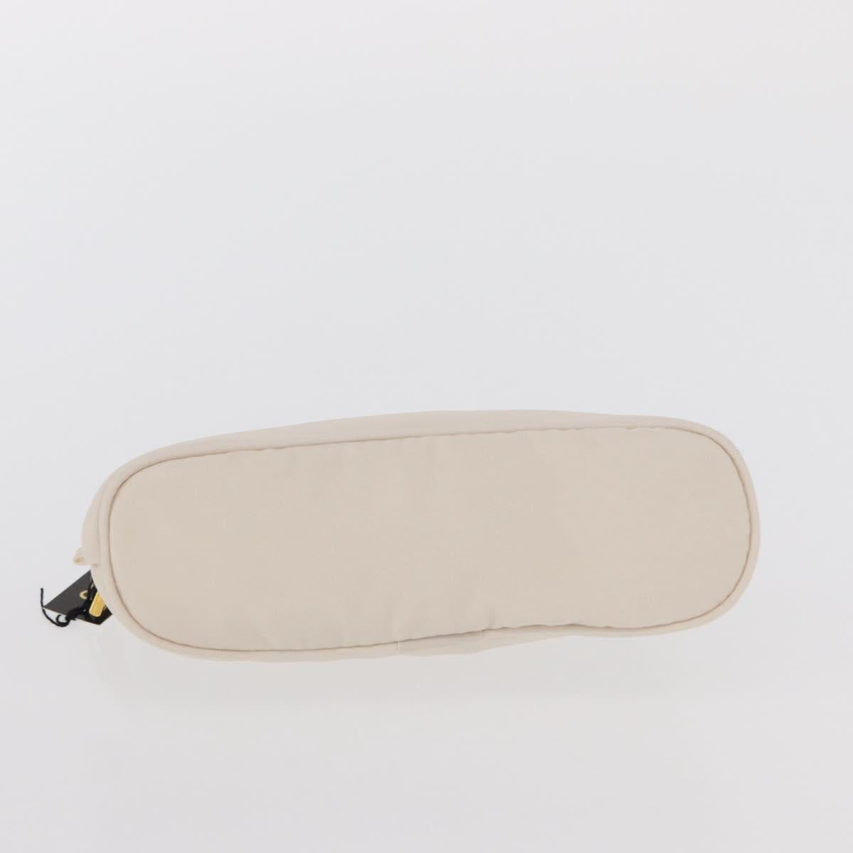 CELINE Circle Pouch Nylon Handkerchief Set White Gold Auth 161157