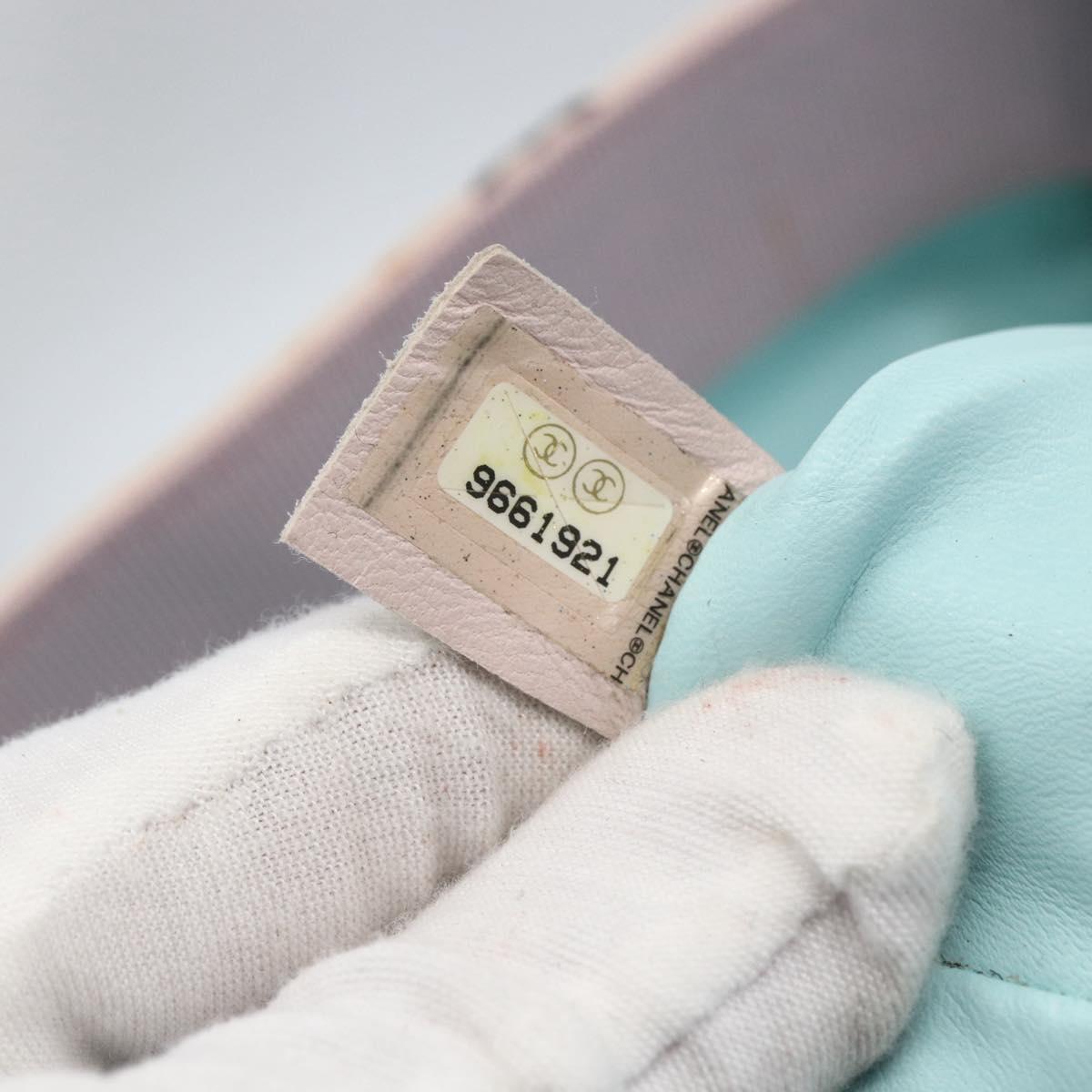 CHANEL Choco Bar Tote Bag Canvas Pink Gold CC Auth 161158