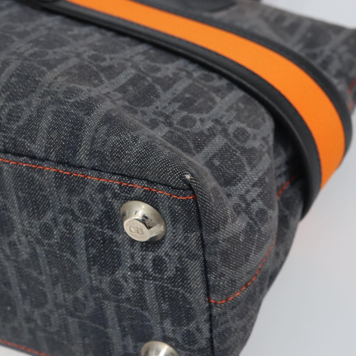 Christian Dior Trotter Canvas Flight line Hand Bag Gray Silver Auth 161160