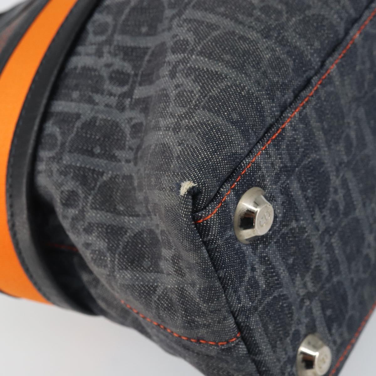 Christian Dior Trotter Canvas Flight line Hand Bag Gray Silver Auth 161160