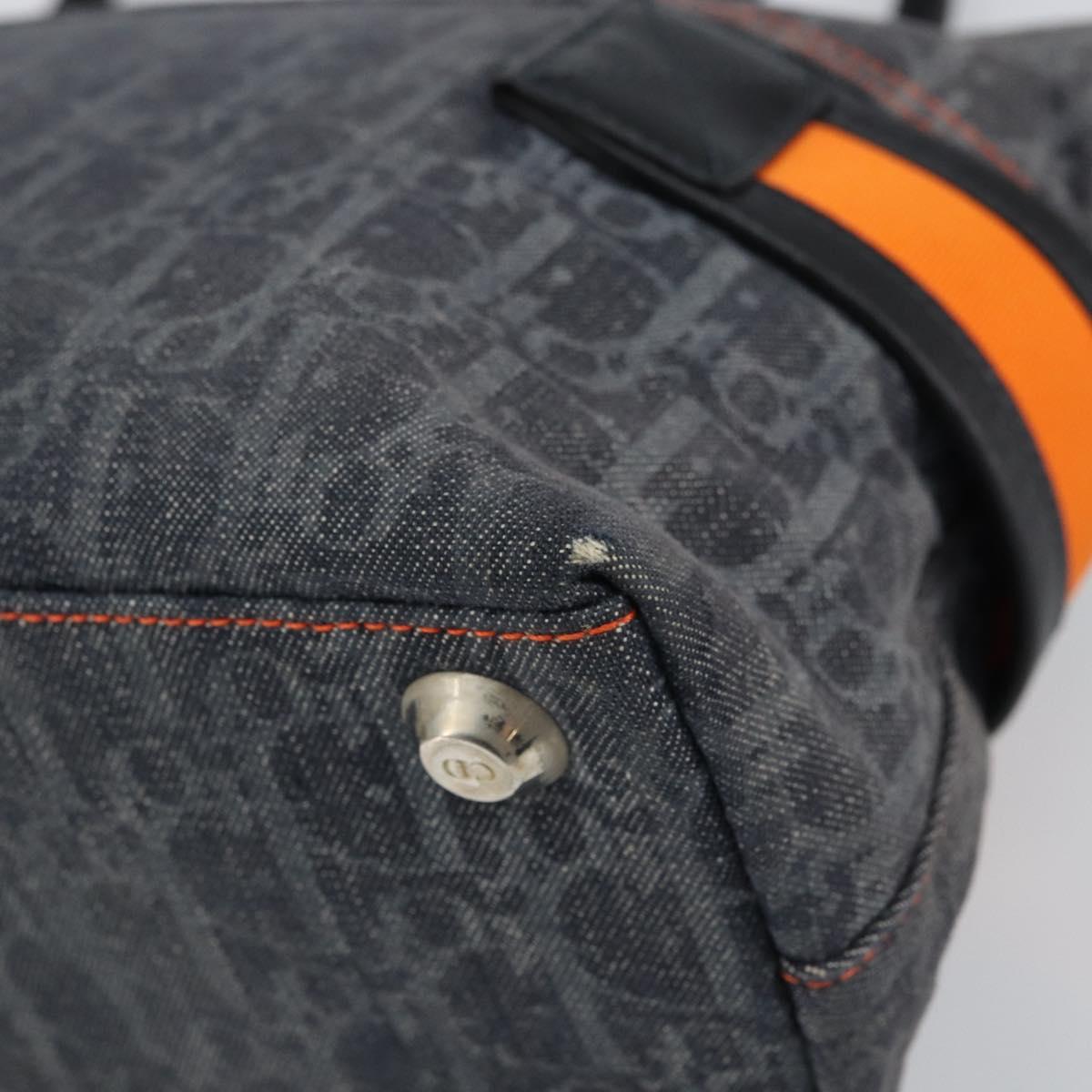 Christian Dior Trotter Canvas Flight line Hand Bag Gray Silver Auth 161160