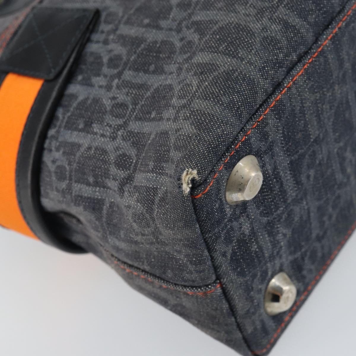 Christian Dior Trotter Canvas Flight line Hand Bag Gray Silver Auth 161160