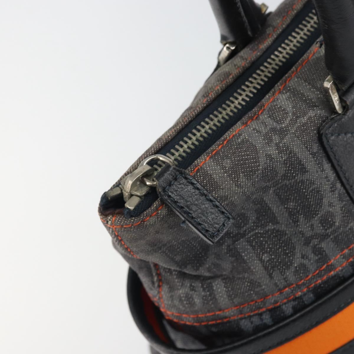 Christian Dior Trotter Canvas Flight line Hand Bag Gray Silver Auth 161160