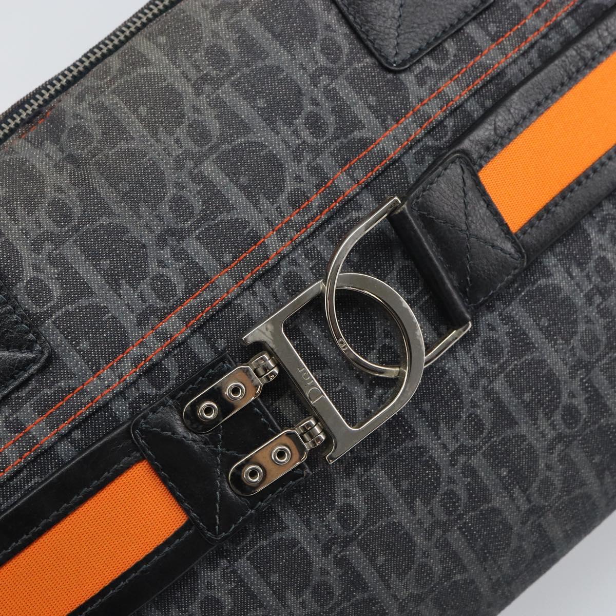 Christian Dior Trotter Canvas Flight line Hand Bag Gray Silver Auth 161160