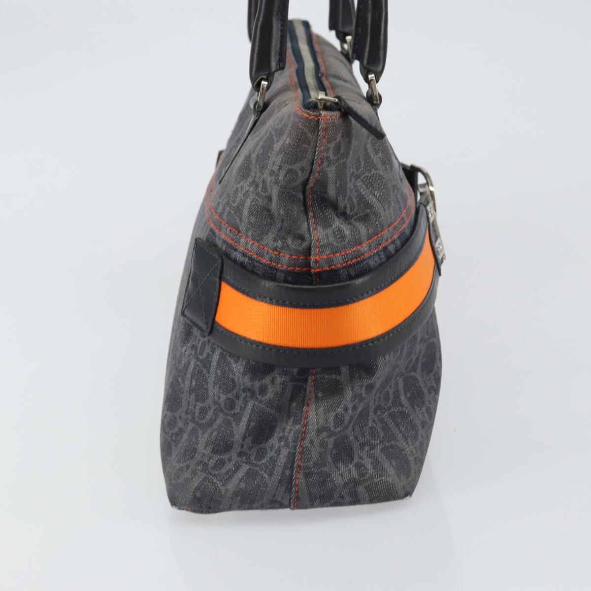 Christian Dior Trotter Canvas Flight line Hand Bag Gray Silver Auth 161160